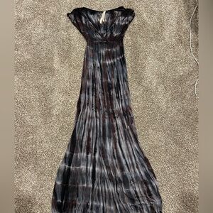 Lani Black and Gray Pleated Maxi Dress